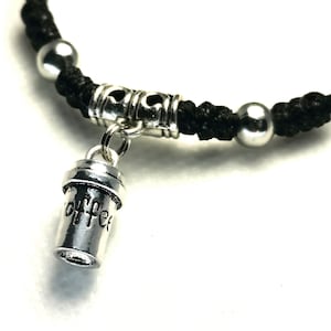 Coffee Bracelet - Personalized Coffee Jewelry - Coffee Bangle Bracelet - Coffee Themed Gifts - Coffee Lover Gift Idea - Coffee Charm  SCC452