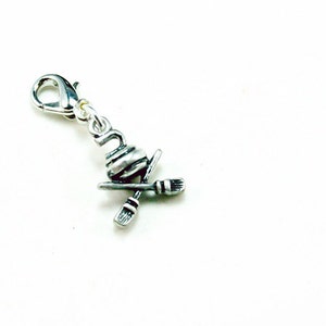 Curling clip on Charm Curling clip on zipper Charm Curling Bag Charm Clip On Charm Curling Team Gift Curling Bracelet charm C219 charm w/lobster claw