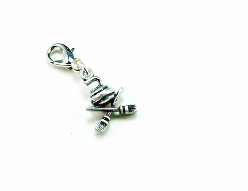Curling clip on Charm Curling clip on zipper Charm Curling Bag Charm Clip On Charm Curling Team Gift Curling Bracelet charm C219 charm w/lobster claw