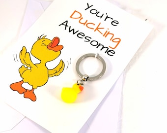 Appreciation Duck Keychain, Lucky Keyring, Gifts For New Job, Ducking Awesome Keyring, Thinking Of You Gift, Positivity Keyring, Duck Gift