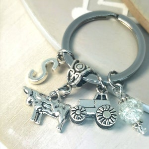 Farmer Keychain | Cow Keyring | Cow Themed Key chain | Tractor Charm Keychain | Farm Animal Keyring | charm Key ring | Charm Key chain K220