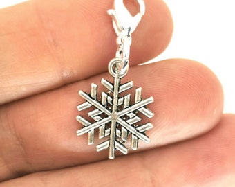 Snow flake Clip On Charm | Clip on Bracelet charm | Winter snow Zip clip charm | Clip zipper Charm |  Winter zipper clip charm SCC1107
