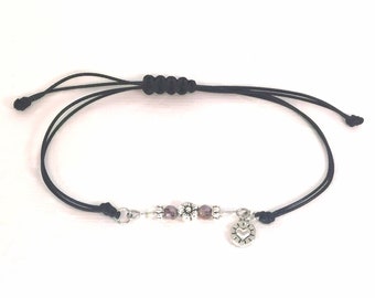 Friendship Charm Bracelet  | Girlfriend Bracelet | Beaded heart charm| Bracelet Adjustable Wax Corded bracelet| Besties Charm Bracelet 261