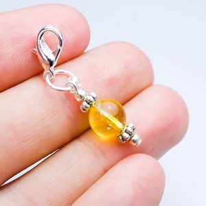 Citrine Charm - 8mm Round Citrine Clip on Charm - Beaded Charms - Build a Bracelet- SCC640