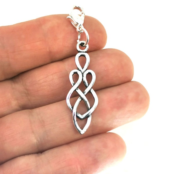 Celtic knot charm - pagan Charm - Celtic Weave clip on pendant charm - Celtic Knot  Long Weave Bag ,  yoga Bag charm - Zipper pull charm 10