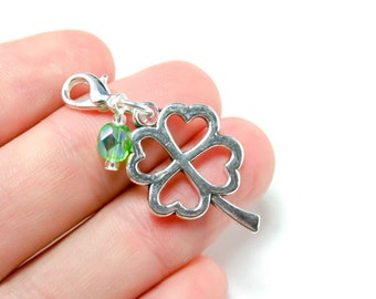 Good Luck Zipper charm | Four Leaf Clover Zipper clip Charm | St. Patricks Day Charm | Zipper clip bag charm | Zipper Clip wallet charm S165