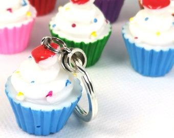 Cupcake Keyring , Desert Food Keyring , Fun Cupcake  Keychain, Blue Resin Cupcake Keyring SCC1383