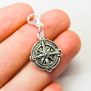Kompass Anhänger | Add on Navigation Clip auf Charm | Armband auf Anhänger | Taschenclip Anhänger | Geldbörse Clip Charm | Reißverschlußclip auf 739