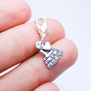 Book charm Love to read clip on charm Bookworm Clip on Charm Reading Lover add on Charm Clip On Charm Book Lover Charm. SCC594 charm w/lobster claw