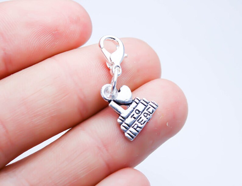 Book charm Love to read clip on charm Bookworm Clip on Charm Reading Lover add on Charm Clip On Charm Book Lover Charm. SCC594 charm w/lobster claw