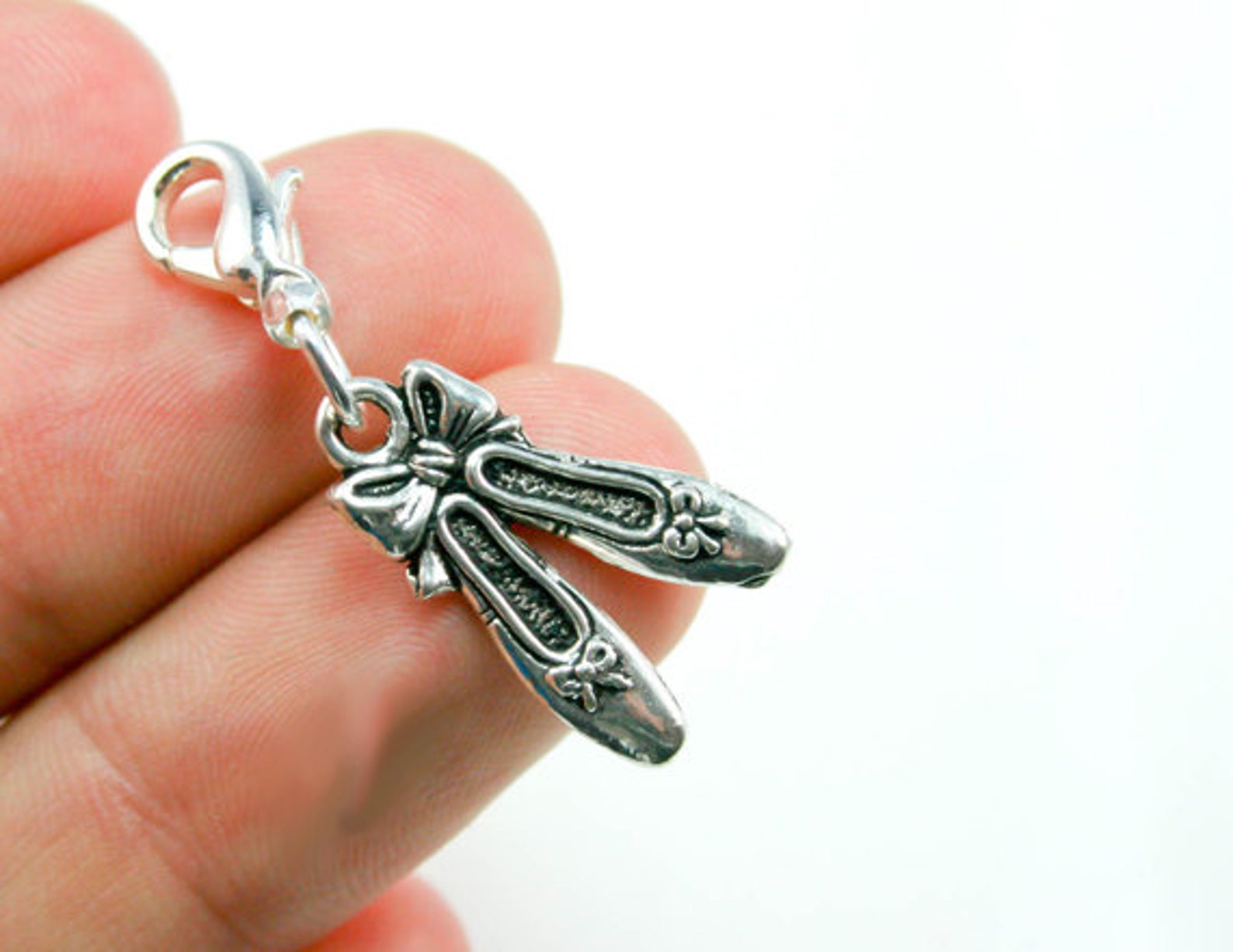 Custom Charm Bracelet. Dance Lover Ballet Shoes Charm. Silver Charm