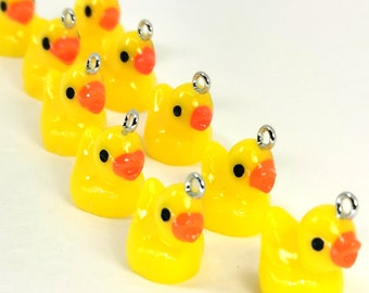 Charme Duckie en caoutchouc, Canard jaune, Charme de bain, Charme de canard acrylique 3D. Charme de boucle d'oreille, Fabrication à faire soi-même, Charme de canard, fabrication de bijoux diy