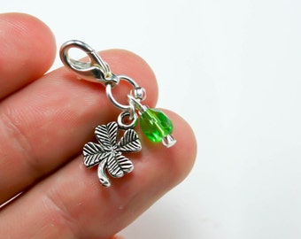 Lucky clip on charm | Four Leaf Clover Charm | Lucky zipper Charm |  St Patricks Day Lucky Charm Gift | Good Luck Charm  | Bag charm SCC099