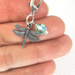 Dragonfly clip on Charm | Beaded Charm clip on |  Dragonfly Zipper clip on charm | add a charm Bracelet clip on | Journal charm - SCC1139