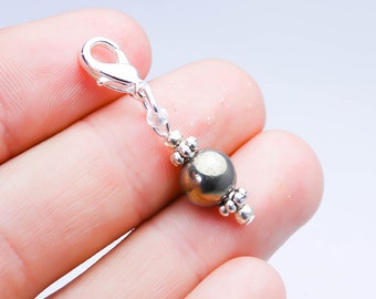 Gemstone clip on Charm | Pyrite Gemstone zipper clip Charm | Zipper gemstone Charm | Pyrite  Charm | Charms for Bags, journals, Planner S650