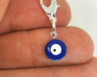 Amuleto de buena suerte con clip - Amuleto pequeño de ojo malvado azul - Amuleto para agregar en pulsera Amuleto de buena suerte - Amuleto de buen karma - Amuleto de protección contra el mal 207