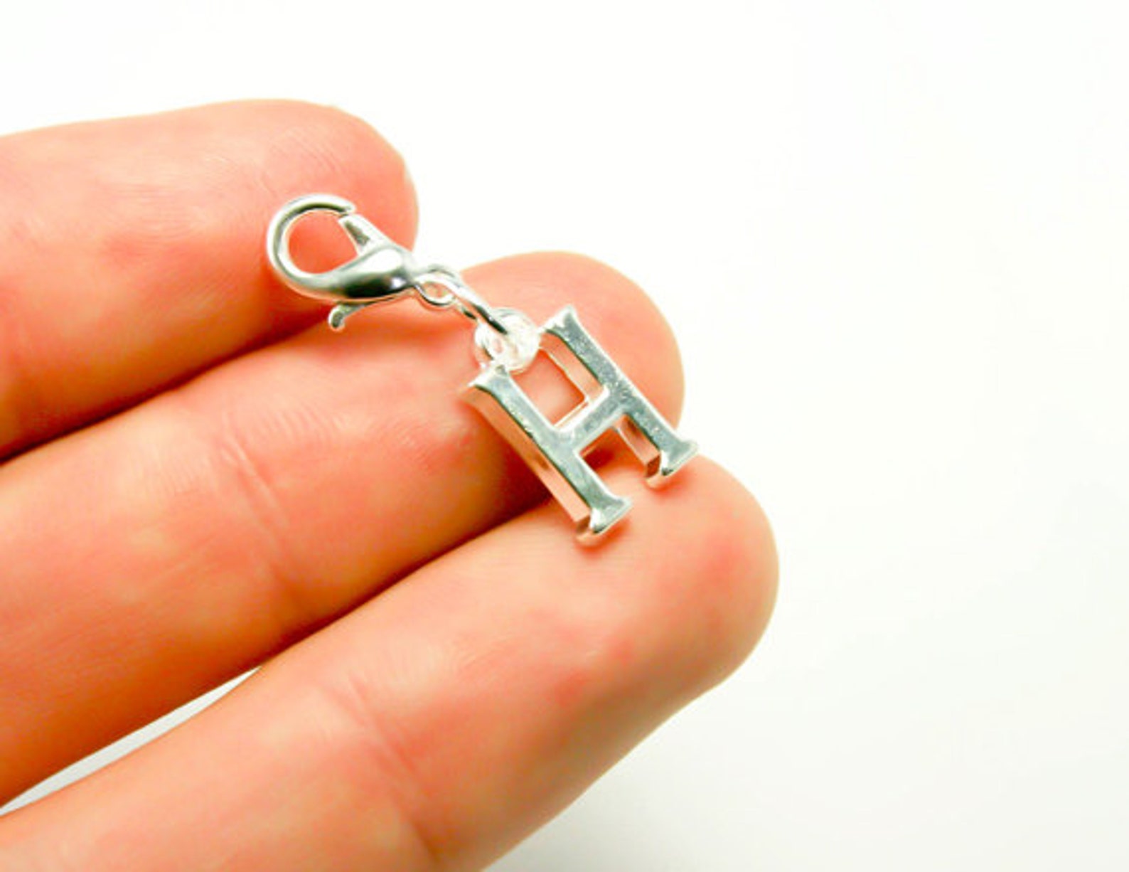 Initial H silver Letter H Charm. Custom Letter Charm for Etsy