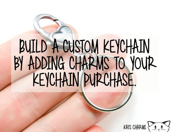Build a KeyChain - Charm Key Ring. Custom Beach Keyring - Heart Custom Key Ring with Charms. BKC017