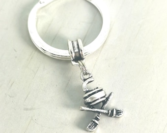 Antique Silver Curling Charm - Curling Keychain - Ice Sports Charm - Curling Keyring -Curling Stone. Three D Charm - Curling Rock SCC544