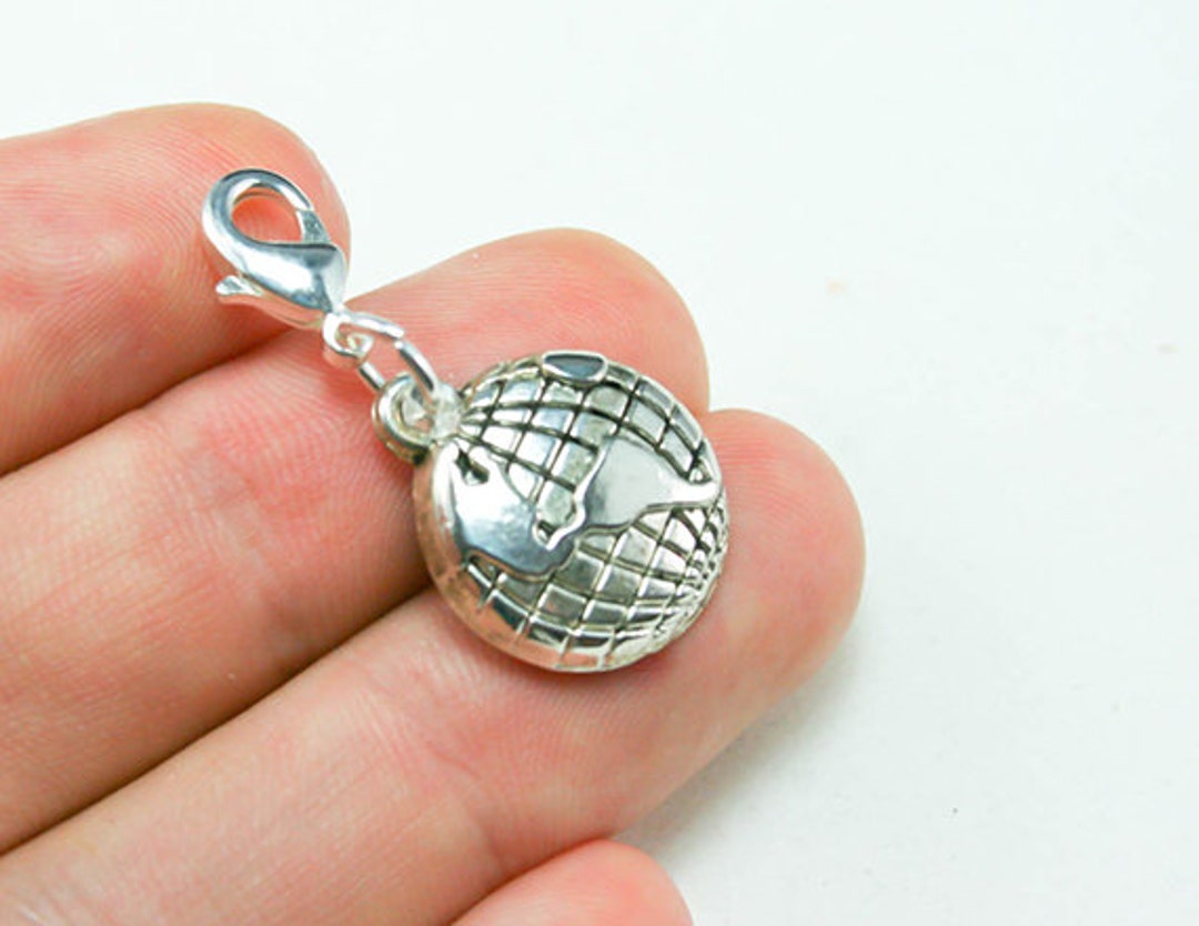Silver Globe Charm. Travel Adventure Charm. World Globe Charm. SCC256