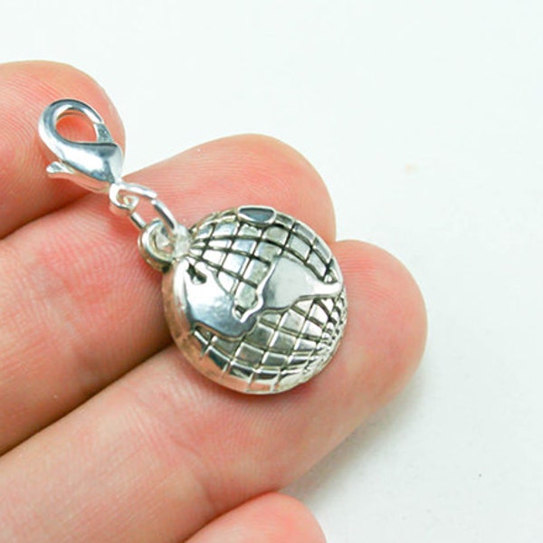 Globe clip on Charm | Travel Adventure Charm | zipper clip on World Globe Charm | bag charm | Luggage charm | retirement charm SCC256