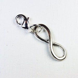 Infinity clip on Charm |  Forever Add on Charm | Infinity Clip on Zipper Purse charm | Love you Forever Zipper clip on Bag charm | SCC1057