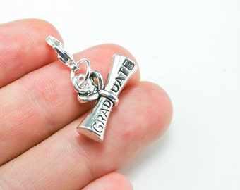 Graduation Charm. Diploma Charm for Congrats Congratulation. Grad Diploma Charm. SCC258