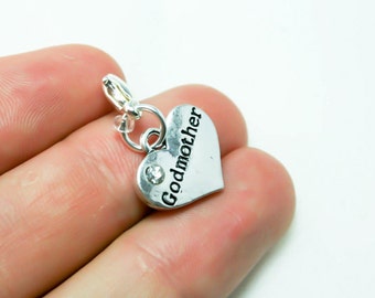 Godmother Charm. Heart Charm for Godmother Gift. Godmom Keychain Charm. SCC385