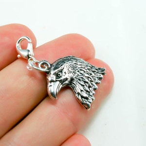 Eagle clip on Charm. United States Eagle Charm. Silver Eagle Keychain. USA Bracelet clip on Charm. zipper charm - planner charm SCC302