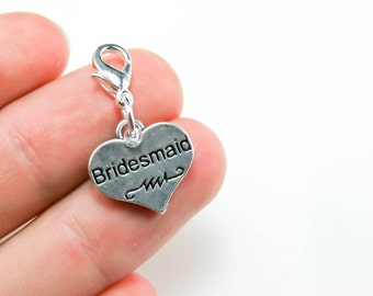 Bridesmaid Charm. Heart Charm for Wedding Bridesmaids. Friend Charm. SCC122