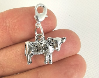 Cow Clip on  Charm | 3D Animal clip on  Charms | Farmyard bracelet Charm | Clip on Farming Charm | Planner clip charm | Bag clip charm 1178