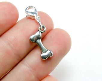 Dog Lover Charm - Dog Bone Clip Charm - Custom Charm Bracelet Dog Bone Charm - SCC046