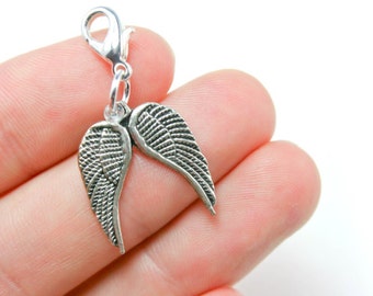 Angels Wings cli on Charm | Guardian Keychain clip Charm | Angel  Purse clip Charm | Guardian Angel add on charm | Angels wing Charm  SCC035