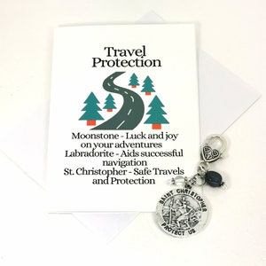 Travel Gemstone Crystal Clip - Traveler Gem St. Christopher -  Journey retirement Gift - Protection Gift - Saint Christopher - New Driver