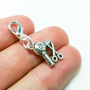 Hairstylist Charm | Blow Dryer Charm | Silver Stylist Charm for Hairdresser | Clip On Charm | Hair Stylist Bag Zipper charm | Hair charm 388