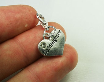 Goddaughter Charm. Heart Charm for Goddaughters. Christening Charm. SCC527