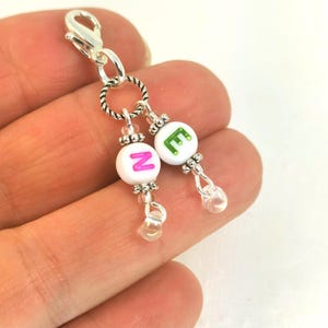 Charm inicial personalizado / Charm personalizado para mejores amigos / Charm con cremallera con iniciales / Charm personalizado con clip / Charm con cremallera para amigo 530