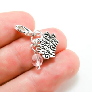 Worlds Greatest Mom Charm. One Sided Mothers Day Charm. Pink Beaded Charm. SCC195