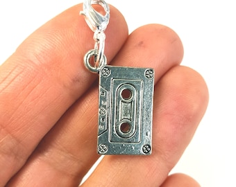 Cassette Tape Clip on  Charm |  Retro Flashback charm | Music Charm | Keyring Keychain Charm | Bracelet clip charm | zipper clip charm CC953