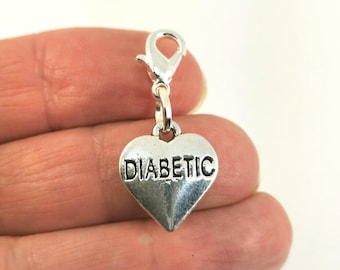 Diabetic Keychain Charm | Type I Diabetic Keyring Charm | Type 2 Diabetic Charm | Medical clip on Charm | Medical Alert Charm SCC982