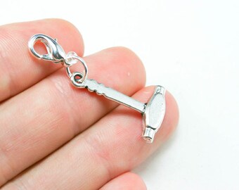 Hammer Charm. Silver Fathers Day Charm. Hammer Clip On Charm. SCC260