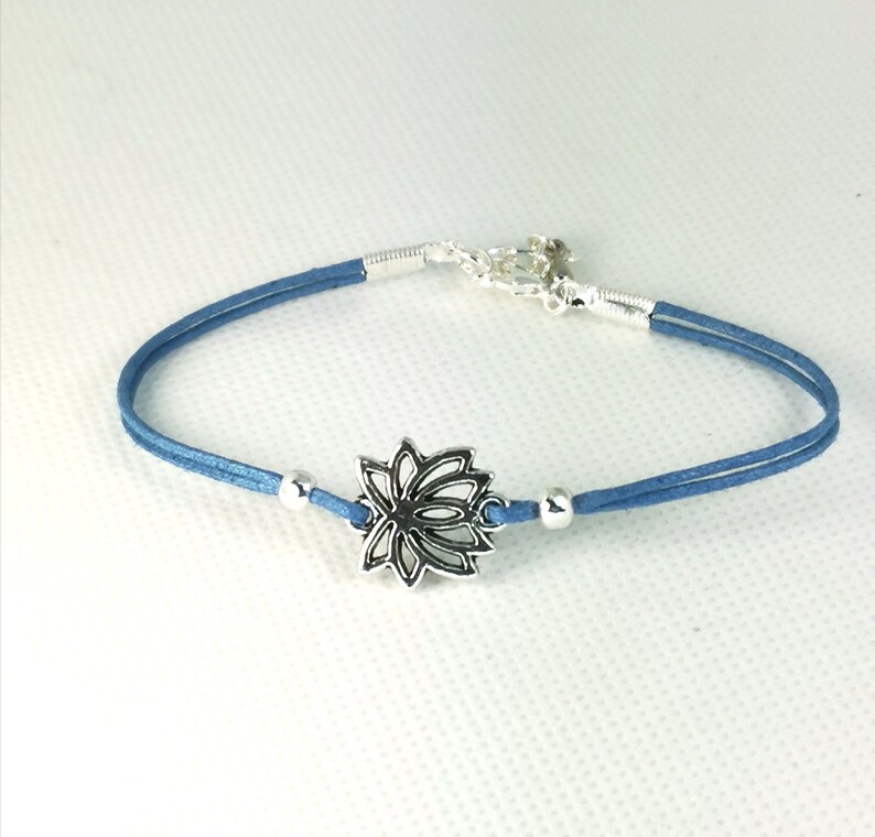 Bracelet Lotus Silver Tone Lotus Charm Bracelet Bracelet Etsy Canada