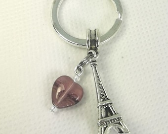 Charm Tour Eiffel avec perle coeur - Amour à Paris - breloques pour les amateurs de voyage - SCC1212
