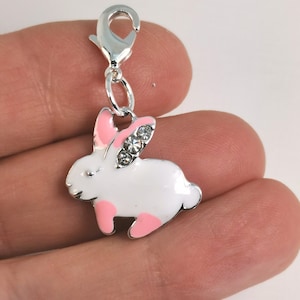 Bunny clip on charm | Add on Bracelet charm | Rabbit clip on charm | Zipper clip charm | Planner charm | Journal charm | animal clip charm