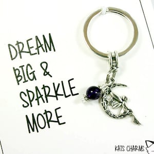 Droom groot Card. Fairy sleutelhanger charme en Card. Dream kaart voor vrienden. KEY019