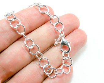 Bettelarmband | Gelötet Gliederarmband | Silber überzogene Kettenglied-Armband | Premium-Qualitäts-Bettelarmband-Clip auf Charme | SCC110