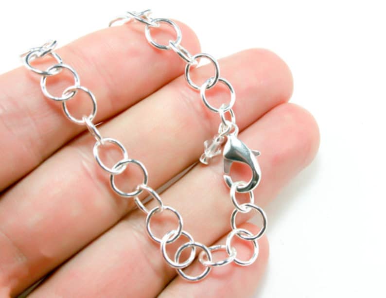Soldered Link Charm Bracelet. Silver Plated Chain Link Etsy
