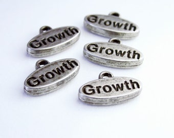 Word Charms - Metal Antique Silver Word Charms - Growth SUP007