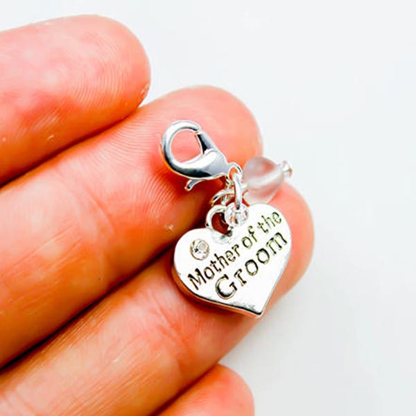 Mother Of the Groom Clip Charm | Bridal Clip on Charm | Wedding Party Charm | Wedding Parent Charm Add on Bracelet charm | Wedding Charm 904