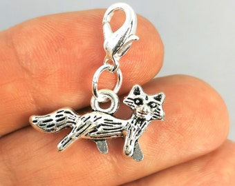 Fox charm - Woodland Animal Charm - Animal Charms - Zipper Fox Charm - Cip On zipper Fox Charm   - Fox Clip on Pendant charm 698